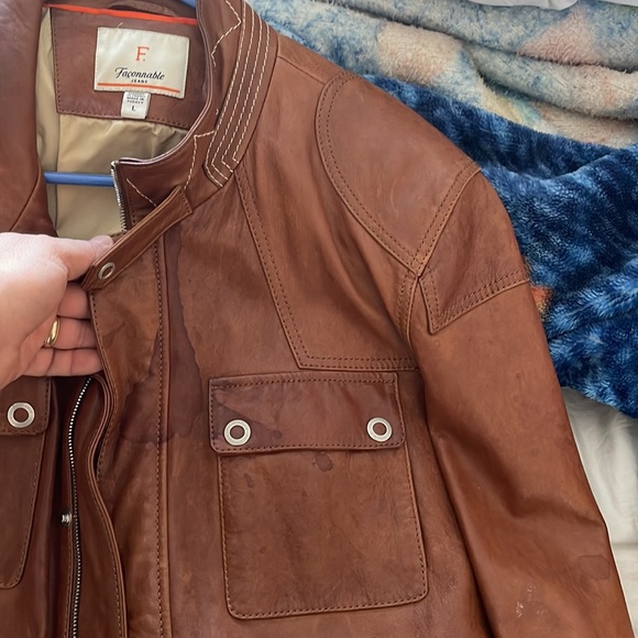 Used Faconnable jeans leather jacket size L - Picture 2 of 6